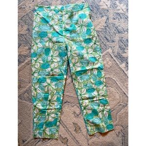 Vintage Lilly Pulitzer white tag seashell clam print teal pants size 4